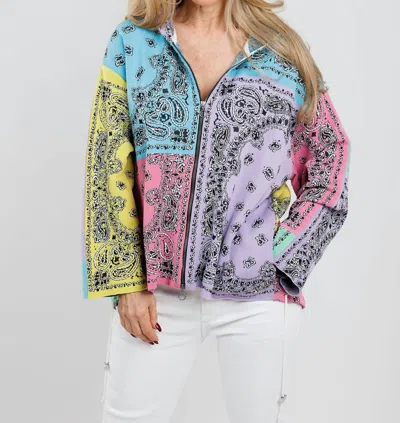 Aldo Martins Bandana Zip-up Sweater In Pastel In Multi