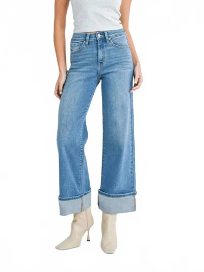 Just Black Denim Stunned Palazzo Jeans In Mid Wash In Blue