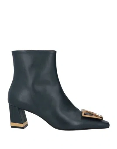 Roberto Festa Woman Ankle Boots Charcoal Size 10 Leather In Green
