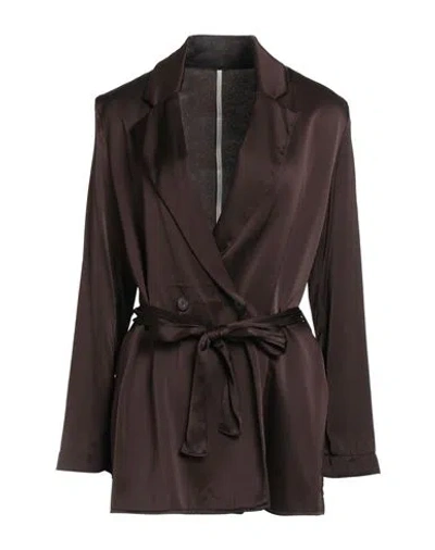 Ottod'ame Woman Jacket Dark Brown Size 8 Viscose