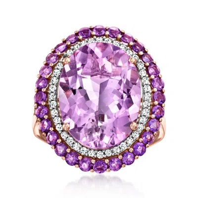 Ross-simons Amethyst And . Diamond Ring In 14kt Rose Gold