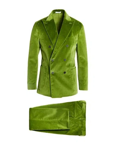 Boglioli Man Suit Lime Green Size 40 Cotton, Elastane In Green