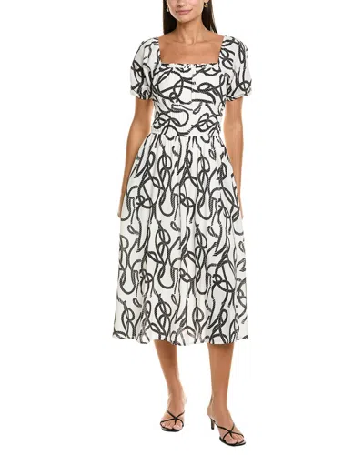 Maison Maar Linen-blend Midi Dress In Multi