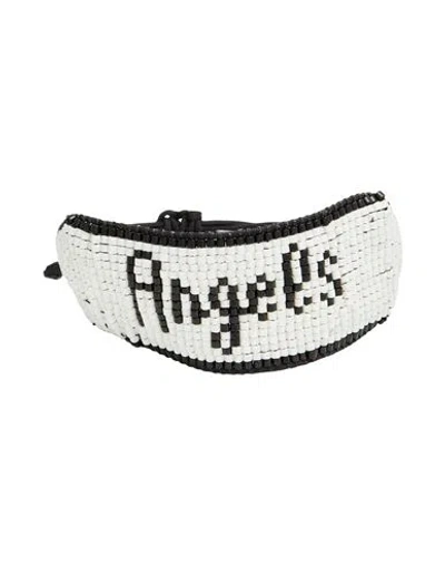 Palm Angels Woman Bracelet White Size - Glass, Cotton, Brass