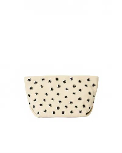 B-low The Belt Women's Gia Grommet Leather Clutch In Bone Silver