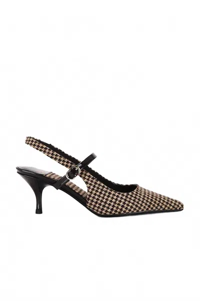 Jeffrey Campbell Women Tanya Houndstooth Slingback Heel Pumps In Beige Brown