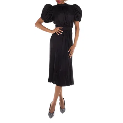 Rotate Birger Christensen Ladies Black Puff Sleeve Midi Dress In Black