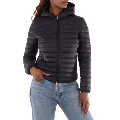 Save The Duck 'daisy' Black Down Jacket With Logo Patch In Eco Tech Fabric Woman In Black