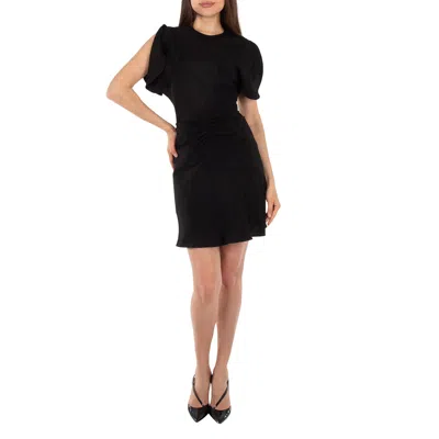 Victoria Beckham Ruched Puff Sleeve Minidress In Black