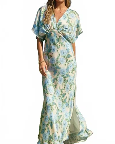 Dress Forum Stolen Love Blouson Maxi Dress In Delicate Blues In Multi