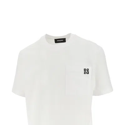 Dsquared2 Black And White Set Of Two T-shirts With Logo On The Front In Cotton Man In White