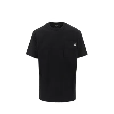 Dsquared2 Black And White Set Of Two T-shirts With Logo On The Front In Cotton Man In White