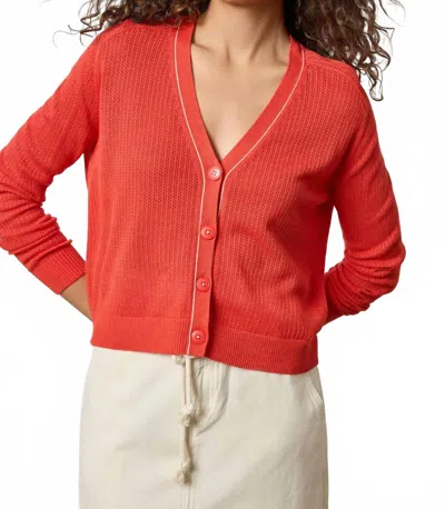 Lilla P Saddle Sleeve V-neck Cardigan In Begonia In Red