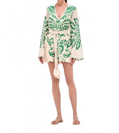 Alexis Noriko Cotton-linen Mini Dress In Emerald Palm