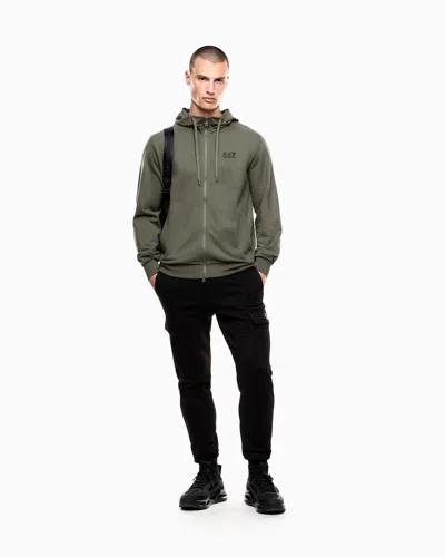 Ea7 Core Identity Cotton Hooded Sweatshirt In Gray