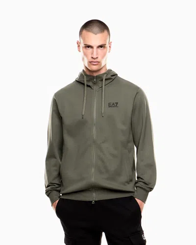 Ea7 Core Identity Cotton Hooded Sweatshirt In Gray