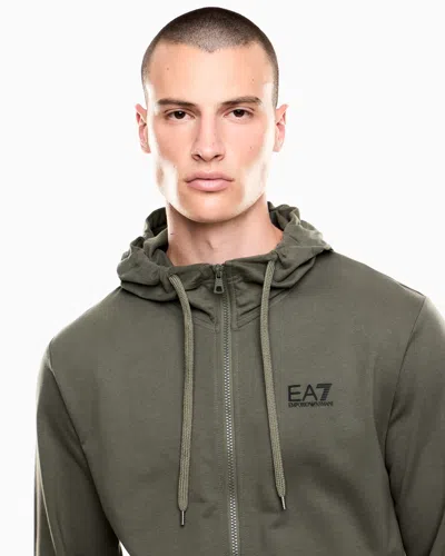 Ea7 Core Identity Cotton Hooded Sweatshirt In Gray