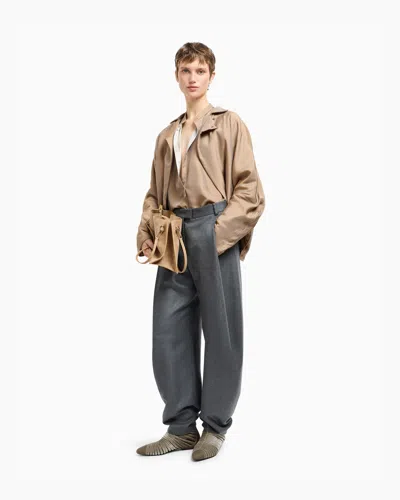 Giorgio Armani Long Sleeved Satin Shirt In Neutral