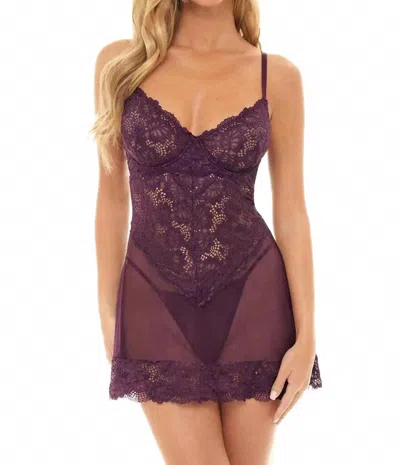 Oh La La Cheri Page Underwire All Lace Babydoll In Potent Purple