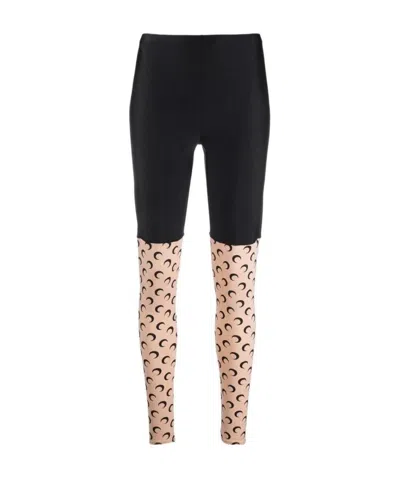 Marine Serre Crescent Moon-print Recycled-fibre Leggings In Black