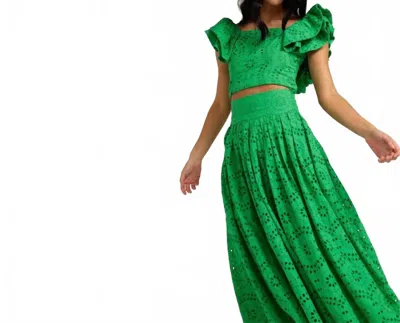 Love Ruled By Venus Broderie Crop Top In Kelly Green In Green