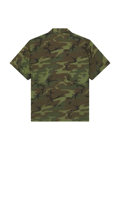 Beams Mil-sht Mesh Camo Jacquard Mapping Print In Green