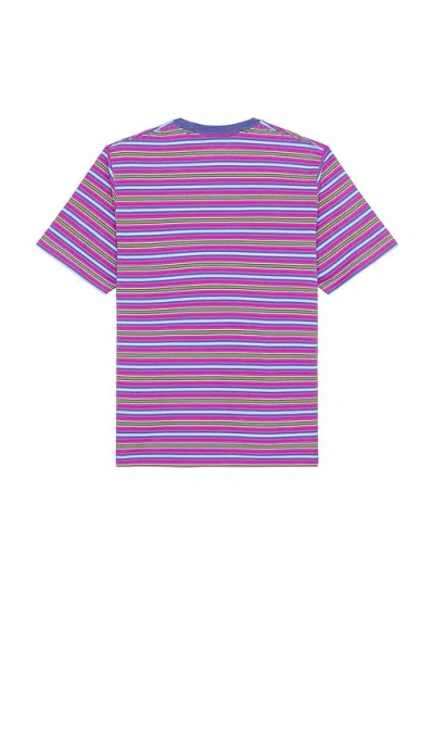 Beams Pocket Tee Multi Stripe In Purple