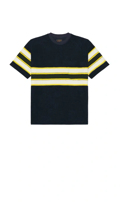 Beams Pocket Tee Stripe Pile In Black