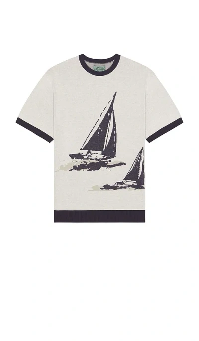 Beams Knit Tee Box Jacquard In White