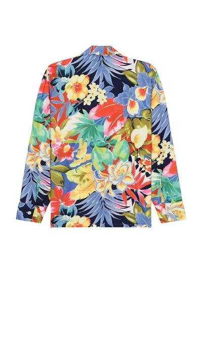 Beams Mil Open Collar Tropical Pattern Print In Multi