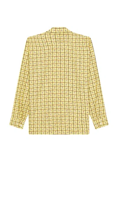 Beams Mil Open Collar Derby Tattersall In Yellow