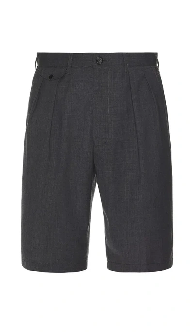Beams 2 Pleats Shorts Wool Tropical In Black
