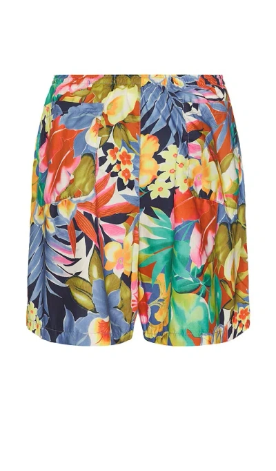 Beams Gym Shorts Tropical Pattern Print In Multi