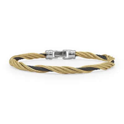 Alor Modern Twist Stackable Bracelet In Black & Yellow