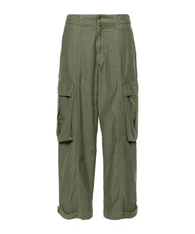 Frame Wide Leg Cargo Pants In Green