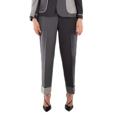 Thom Browne Two-tone Straight Trousers In Black