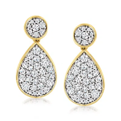 Ross-simons Diamond Cluster Teardrop Earrings In 14kt Yellow Gold