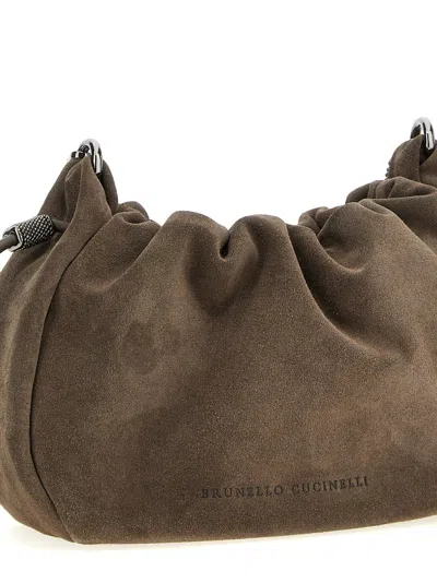 Brunello Cucinelli Leather Shoulder Bag In Brown