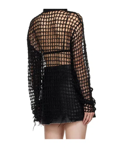 Junya Watanabe Black Frayed Hem Sweater In Black