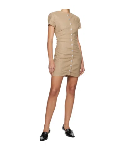 Remain Birger Christensen Tan Button Minidress In Neutral