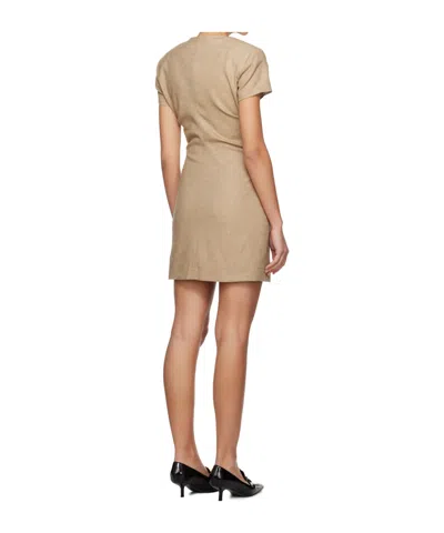 Remain Birger Christensen Tan Button Minidress In Neutral