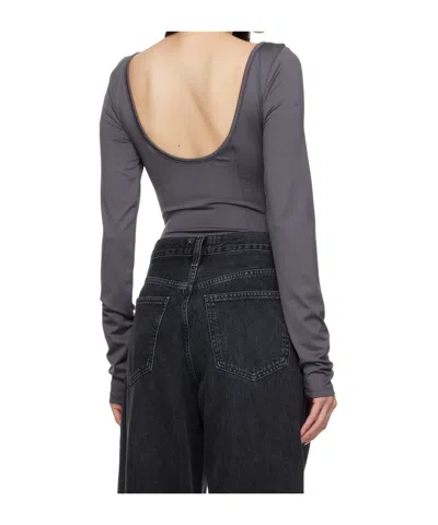 Agolde Nova Long Sleeve Crop Rib T-shirt In Gray