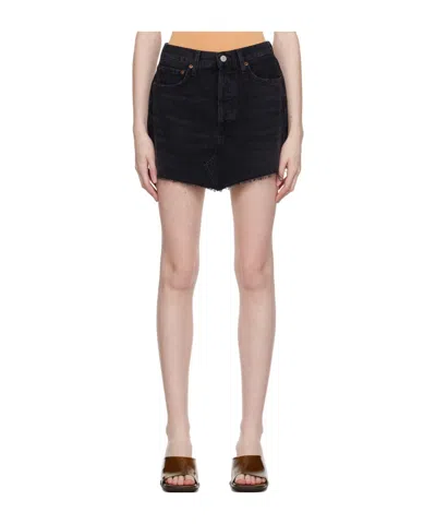 Agolde Five Pocket Denim Skirt In Black