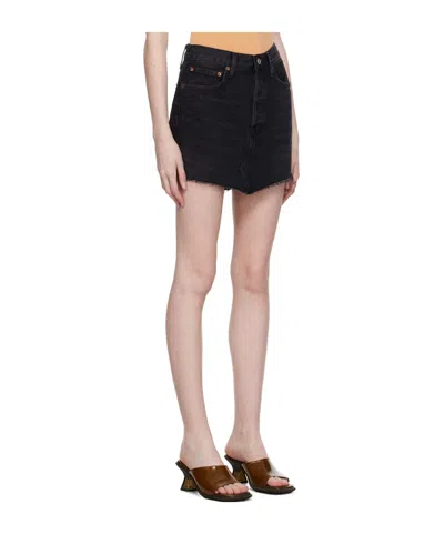 Agolde Five Pocket Denim Skirt In Black