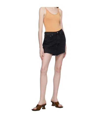 Agolde Five Pocket Denim Skirt In Black