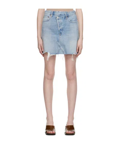 Agolde Crisscross Raw Hem Denim Miniskirt