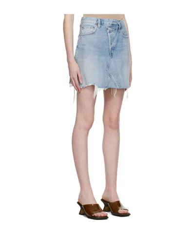 Agolde Crisscross Raw Hem Denim Miniskirt