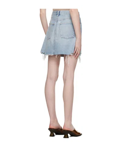 Agolde Crisscross Raw Hem Denim Miniskirt