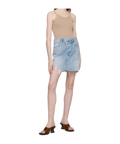 Agolde Crisscross Raw Hem Denim Miniskirt