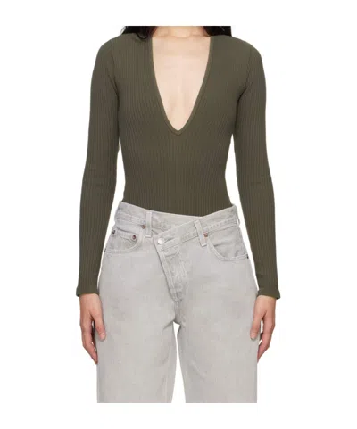 Agolde Ribbed Knit Bodysuit In Multi